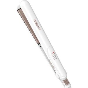 CONAIR 1 In. Double Ceramic Flat Iron Hair Straightener 5LED Heat Settings White